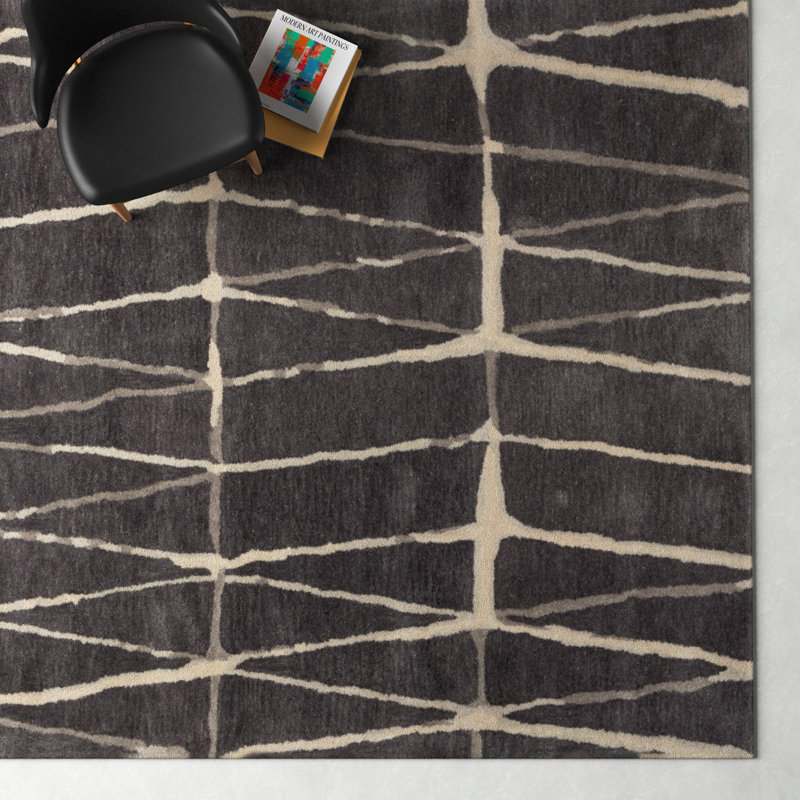 Pete Geometric Handmade Tufted Wool Gray/Cream Area Rug & Reviews